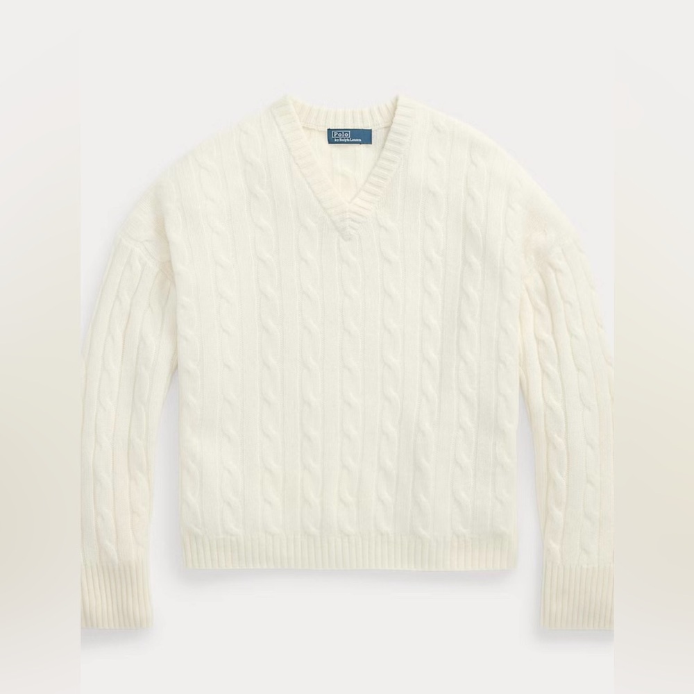 Polo Ralph Lauren Cable-Knit Cashmere V-Neck Sweater